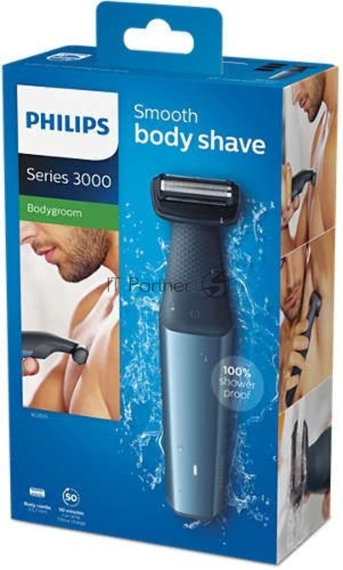 Триммер Philips BG3015/15 синий/черный (насадок в компл:3шт)