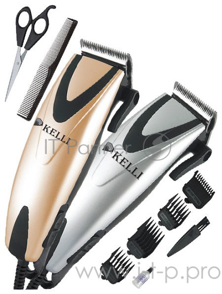 Машинка для стрижки волос KELLI KL-7004, 4 насадки, 2 цвета (в уп. 12 шт)