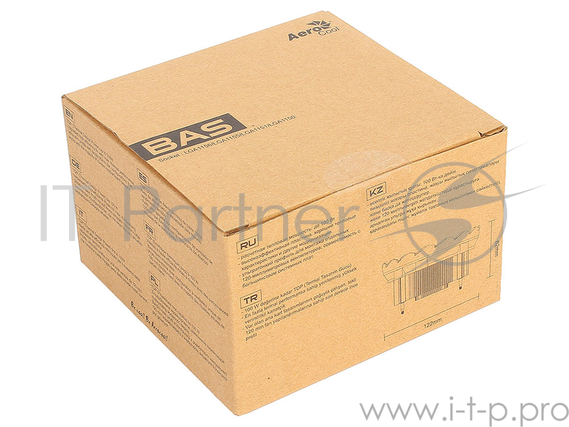Кулер Aerocool BAS , до 100W, алюминий, 1600 RPM, Intel LGA 1150/1151/1155/1156, 25,4 dBA