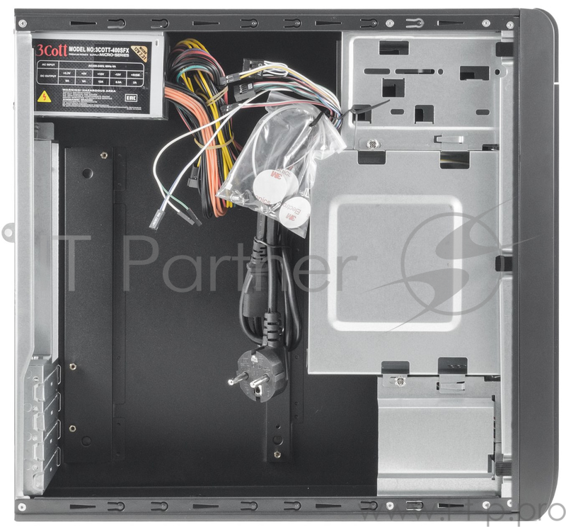 Корпус 3Cott S10 I , mATX desktop 400W (SFX), USB, Audio, черный. , ДхШхВ: 350*135*350мм, БП : 2*SATA, 2*MOLEX(IDE),20+4PIN,P4, 1.2М шнур питания