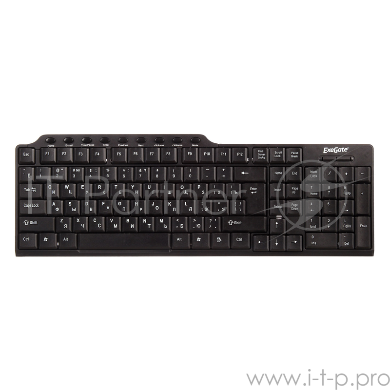 Клавиатура Exegate LY-501M, <USB, шнур 1,5м, черная, 113кл, Enter большой, мультимедиа>, Color box