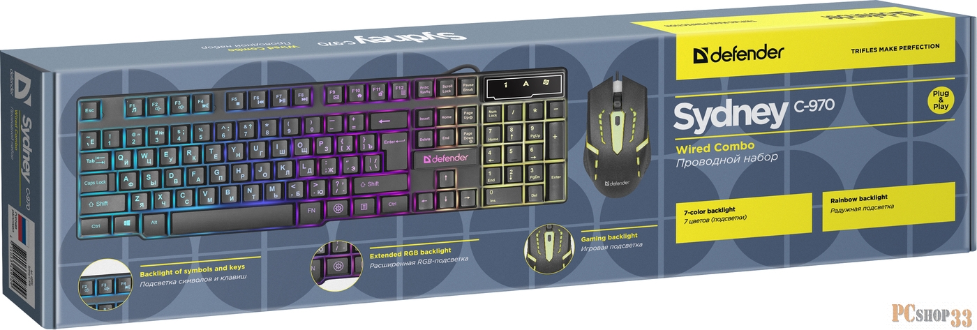 Клавиатура + Мышь Sydney C-970 RU, USB, черный DEFENDER