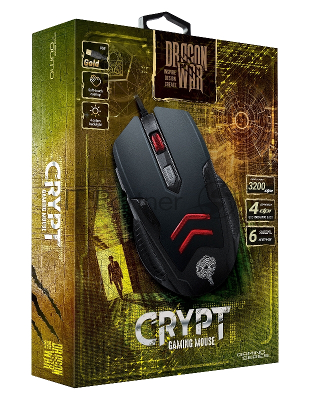 Игровая Мышь Qumo Crypt M57, проводная, оптическая, 6 кнопок, подсветка 4 цветов, дыш., 800/1600/2400/3200 dpi