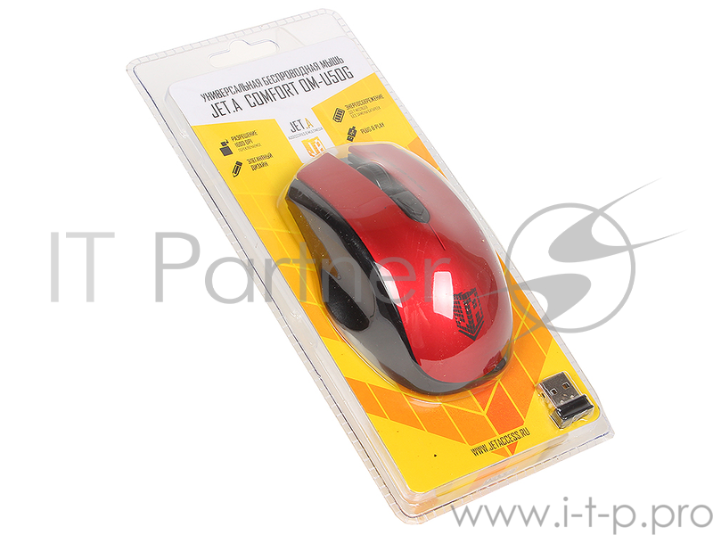 Мышь Jet.A Comfort OM-U50G Red USB {Беспроводная мышь, 800/1200/1600dpi, 3 кнопки}