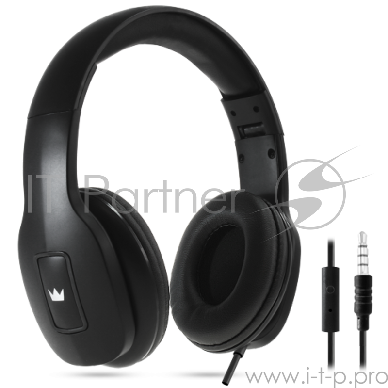 Гарнитура CROWN CMH-209T black ( Закрытого типа с микрофоном на проводе, складной корпус, регулируемое оголовье, длина кабеля 120см, кнопка приёма вызова, штекер jack 3.5мм 4pin, сопротивление 32Ом, мощность 20мВт, чувствительность 100 Дб, частотный