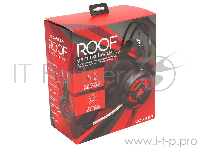 Гарнитура QCYBER ROOF black+red, звук 7.1, 2,2m, USB