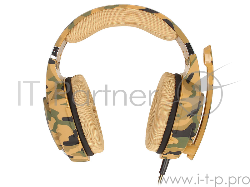 Игровая стереогарнитура Jet.A GHP-200 камуфляж (звуковая схема 2.0, ПУ на шнуре, mini jack 3.5мм 4pin + адаптер 2x mini jack 3.5мм 3pin, кабель 2.2м)