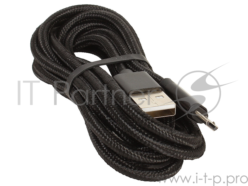Кабель USB/micro Jet.A JA-DC22 2м черный (в оплётке, поддержка QC 3.0, пропускная способность 2A)