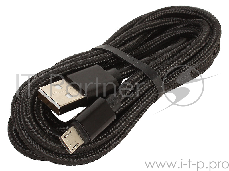 Кабель USB/micro Jet.A JA-DC22 2м черный (в оплётке, поддержка QC 3.0, пропускная способность 2A)