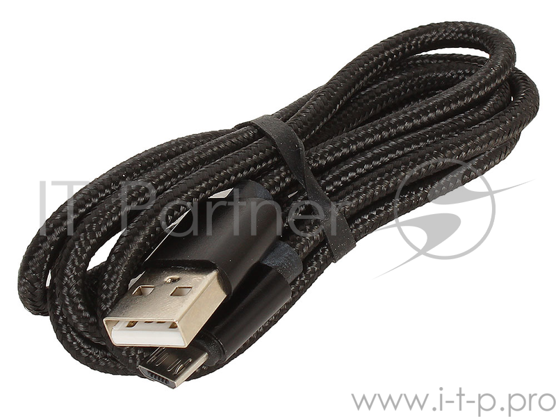 Кабель USB/micro USB Jet.A JA-DC21 1м черный (в оплётке, поддержка QC 3.0, пропускная способность 2A)