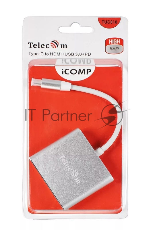 Кабель-концентратор Telecom USB3.1 TypeCm -->HDMI+USB3.0 +PD charging 4K@30Hz <TUC010>