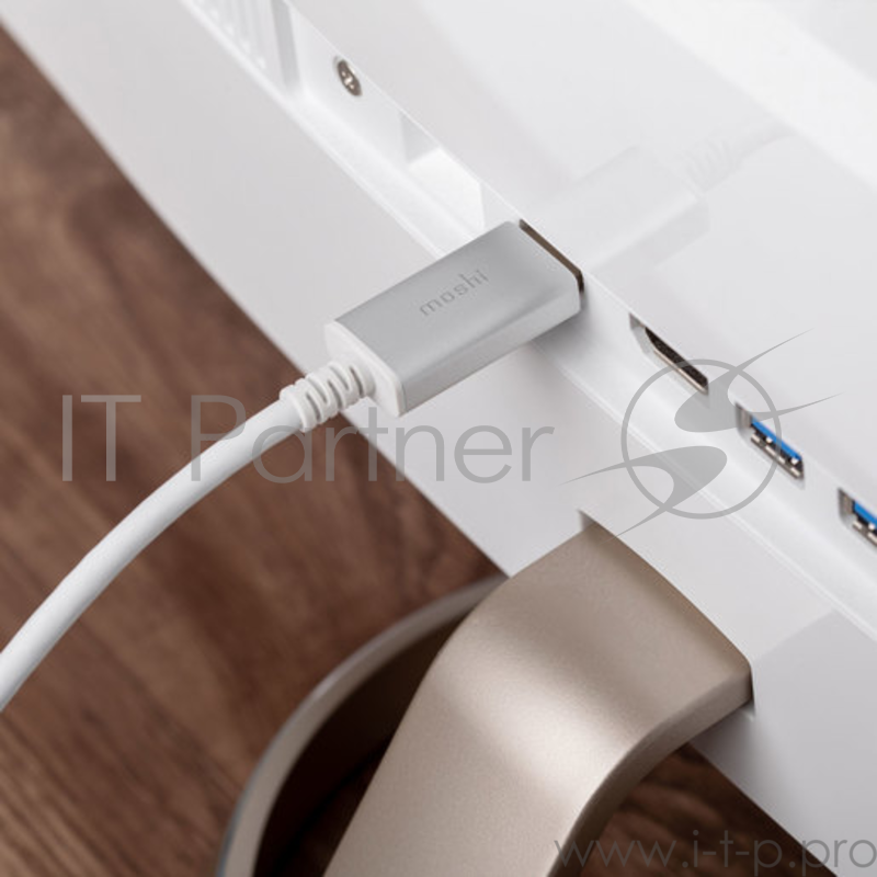 Кабель Moshi USB-C на HDMI. Поддерживает разрешения видео 1080p HD и 4K UHD с частотой до 60 кадров в секунду. Длина 2 м. Цвет белый.