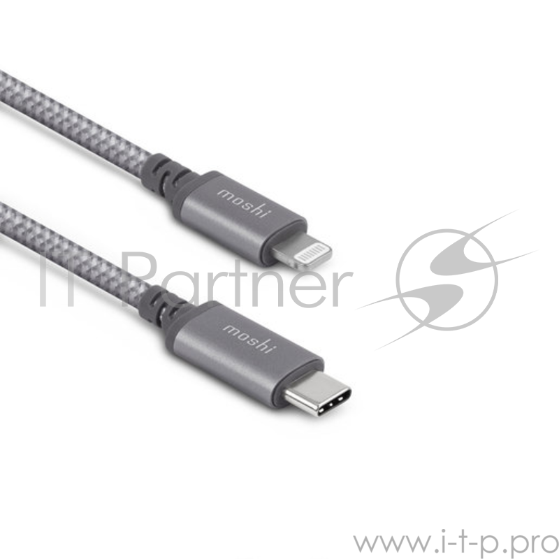 Кабель Moshi Integra USB-C to Lightning. Длина 25 см. Цвет серый.