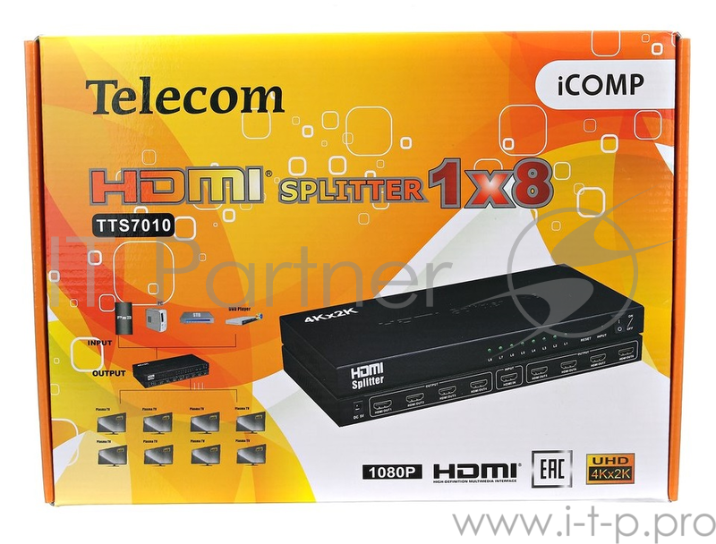 Разветвитель Telecom HDMI 1=>8 4k@30 HZ <TTS7010>