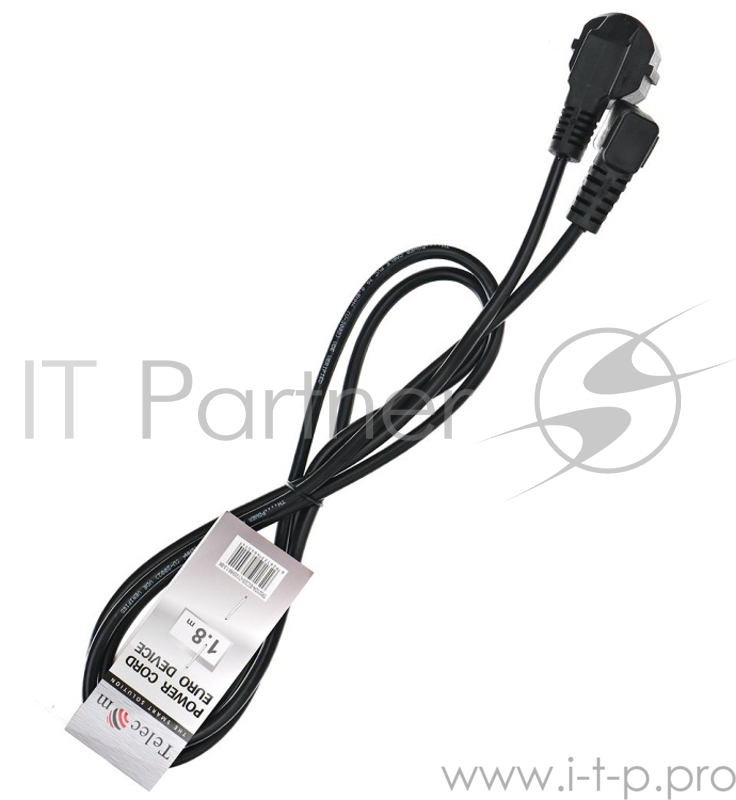 Кабель компьютер - розетка угловой 220V <1.8м> (Европейский стандарт) Telecom <TP021DA-1.8-BK>