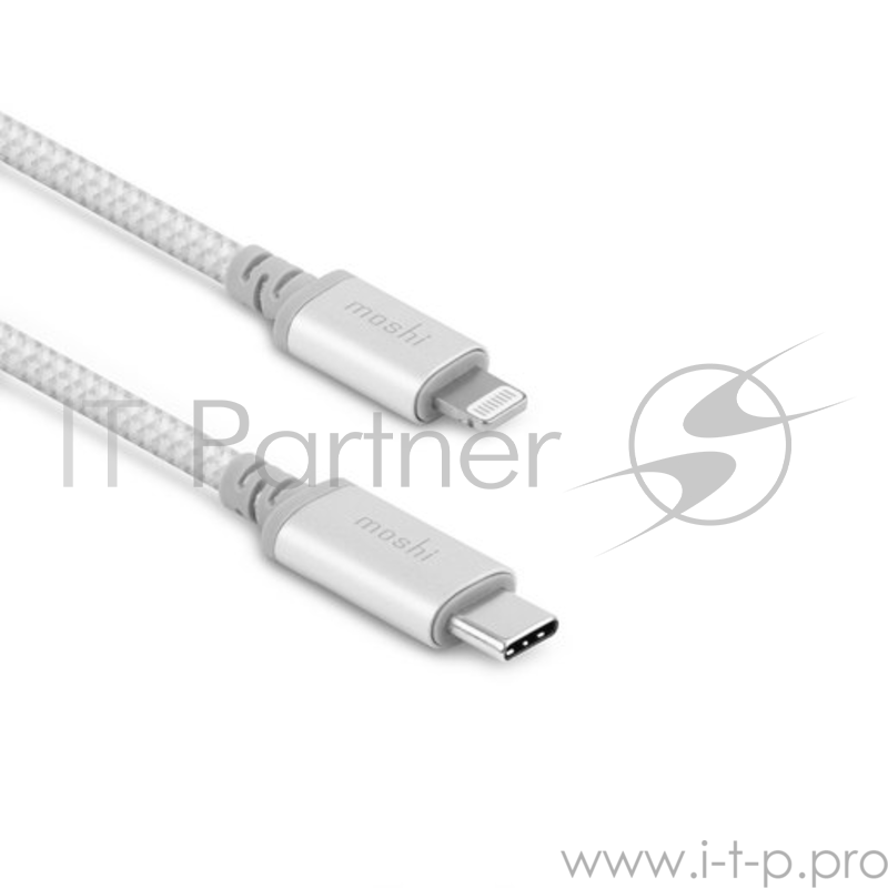 Кабель Moshi Integra USB-C to Lightning. Длина 1,2 м. Цвет серебристый.