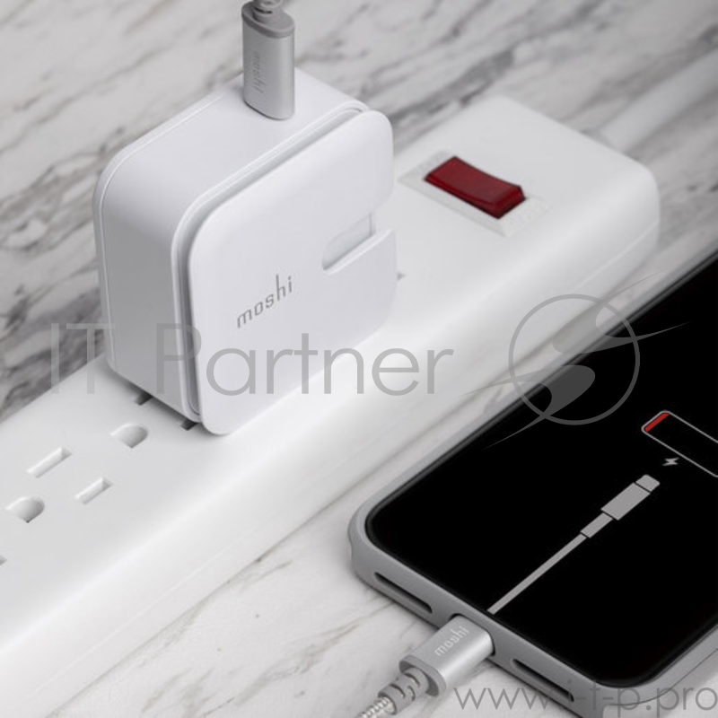 Кабель Moshi Integra USB-C to Lightning. Длина 1,2 м. Цвет серебристый.
