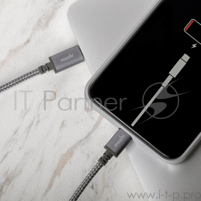 Кабель Moshi Integra USB-C to Lightning. Длина 1,2 м. Цвет серый.