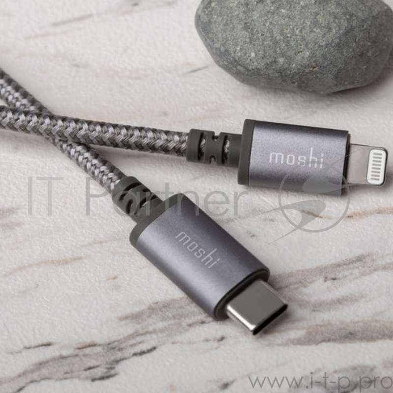 Кабель Moshi Integra USB-C to Lightning. Длина 1,2 м. Цвет серый.
