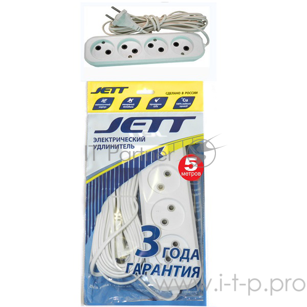 Удлинитель ДЖЕТТ РС-4 без з/м, 4р*5м ( провод ШВВП ) (45) 155-085
