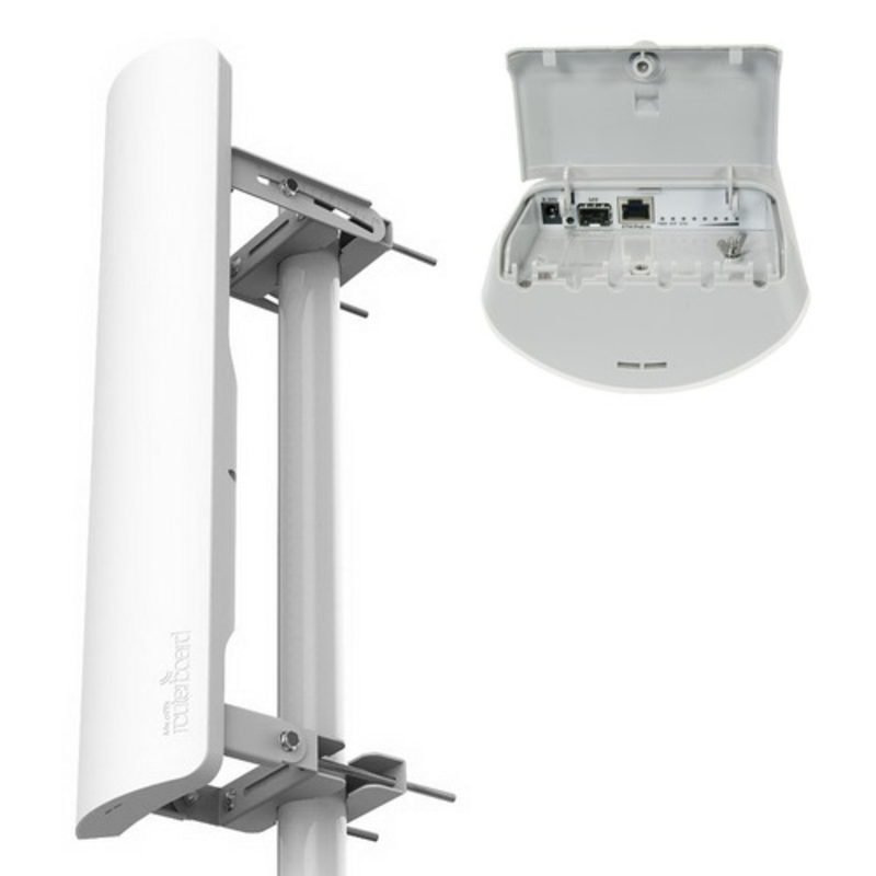 Сетевое оборудование MikroTik RB921GS-5HPacD-19S Радиомаршрутизатор mANTBox 19s (5GHz 120 degree 19dBi 2X2 MIMO Dual Polarization Sector Antenna, 720MHz CPU, 128MB RAM, 1xGbit LAN, 1xSFP, PoE, mounting kit, RouterOS L4)