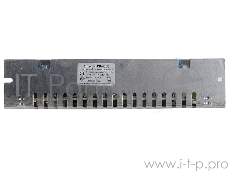 Блок питания ORIENT PB-40U3, OUTPUT: 12V DC 20A, стабилизированный, защита от КЗ и перегрузки (Imax~21.5A), регулятор напряжения, 3 выхода, металличес