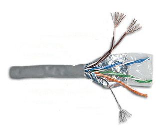 Кабель информационный Lanmaster LAN-5EFTP-PT-WH кат.5е F/UTP общий экран 4X2X26AWG PVC внутренний 305м белый