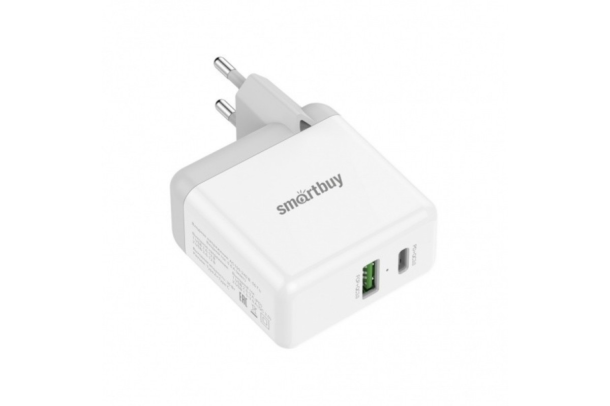 Smart buy Сетевое ЗУ FLASH, SBP-2024C (PD+QC , 3.0 А, белое, USB QC 3.0+Type C PD, 36 Вт (SBP-2024C)