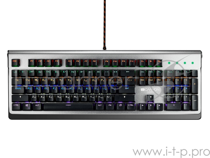 CANYON CND-SKB8-RU {Wired multimedia gaming keyboard with lighting effect, 20pcs rainbow LED & 19pcs RGB light, Numbers 104keys, RU+EN double injectio