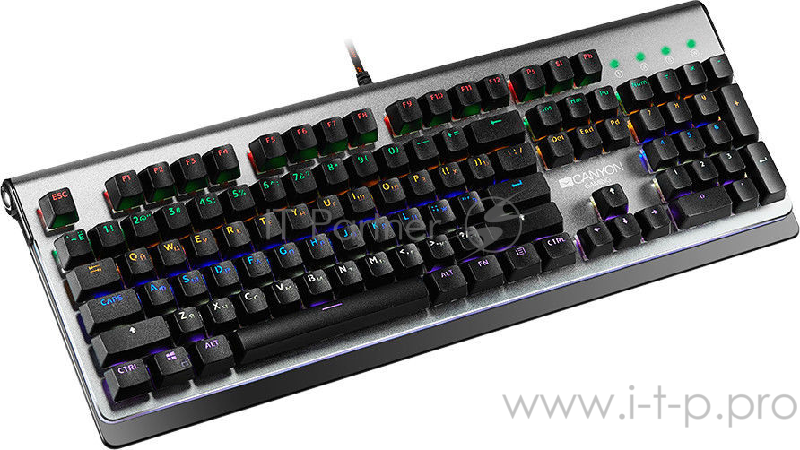 CANYON CND-SKB8-RU {Wired multimedia gaming keyboard with lighting effect, 20pcs rainbow LED & 19pcs RGB light, Numbers 104keys, RU+EN double injectio