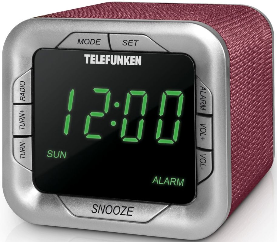 Часы с радиоприемником TELEFUNKEN TF-1505 (бордо с зеленым)