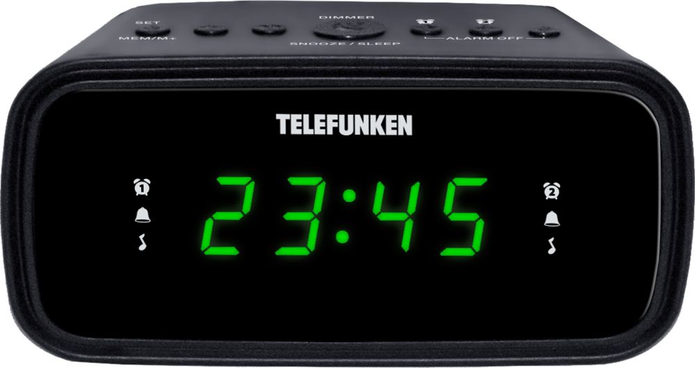 Часы с радиоприемником TELEFUNKEN TF-1588 (черный c зелёным)