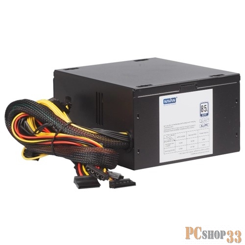 Блок питания NAVAN APFC-500W Блок питания 120мм blue fan, APFC, SCP, OVP,UVP, TC, DUAL EMI, черное покрытие, OEM