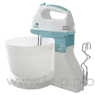 Миксер ВАСИЛИСА ВА-505Н с чашей белый с серо-голубым: 180Вт,чаша 2л, 7 скорост. режимов(Россия)(12)