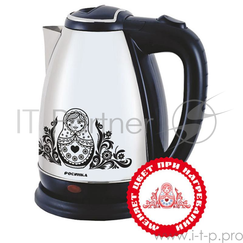Чайник электрический Росинка РОС-1003, 2000Вт, 2,0л. нерж. с рисунком