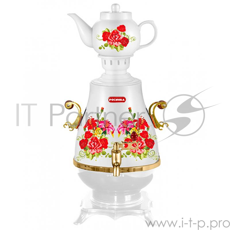 РОСИНКА РОС-1006 Самовар электрический, 1850-2200Вт, объём 4,0 литра, корпус из высококачественного пищевого термостойкого пластика, закрытый нагревательный элемент, керамический заварочный чайник – 1,0 л, функция автоматического отключение при закип