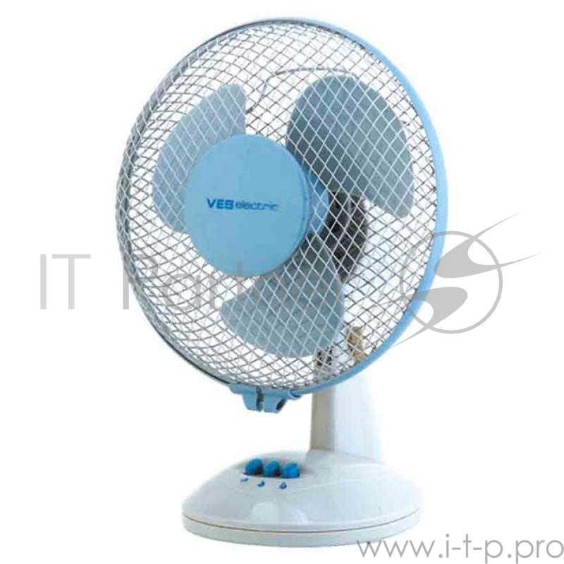 Вентилятор настольный VES, VD 252, 27см, 35Вт, сетка, 2 скорости, функции наклона и поворота, бело-бирюзовый