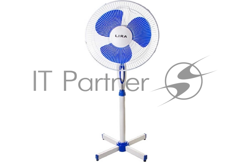 Вентилятор напольный Lira, LR-1101, 2 в 1 40Вт, 40см, функция наклона 10С, функция поворота 90С, таймер до 60мин, регулировка высоты, механич. упр., 3 ск, бело-голубой