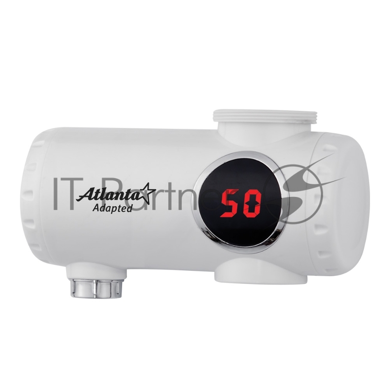 Водонагреватель ATLANTA, ATH-7425 белый, проточный 2000Вт, Мгновенный нагрев потока в диапазоне 30-85 °C, Автоматическое гидравлическое управление, Защита от сухого включения ТЭНа, Работает в водопроводных сетях с давлением от 0,05 до 0,5 МPa, защит