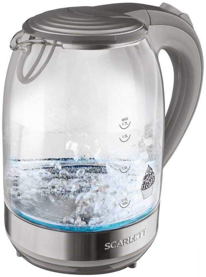 Чайник электрический Scarlett SC-EK27G64 1.7л. 2000Вт серый (корпус: стекло)