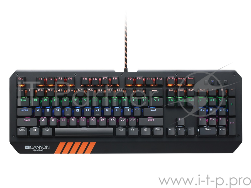 CANYON CND-SKB6-RU {Wired multimedia gaming keyboard with lighting effect, 108pcs rainbow LED, Numbers 104keys, RU+EN double injection layout, cable}