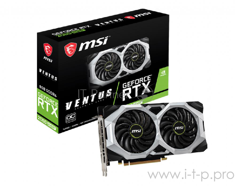 Видеокарта MSI PCI-E RTX 2060 SUPER VENTUS OC nVidia GeForce RTX 2060SUPER 6144Mb 192bit GDDR6 1710/14000/HDMIx1/DPx3/HDCP Ret