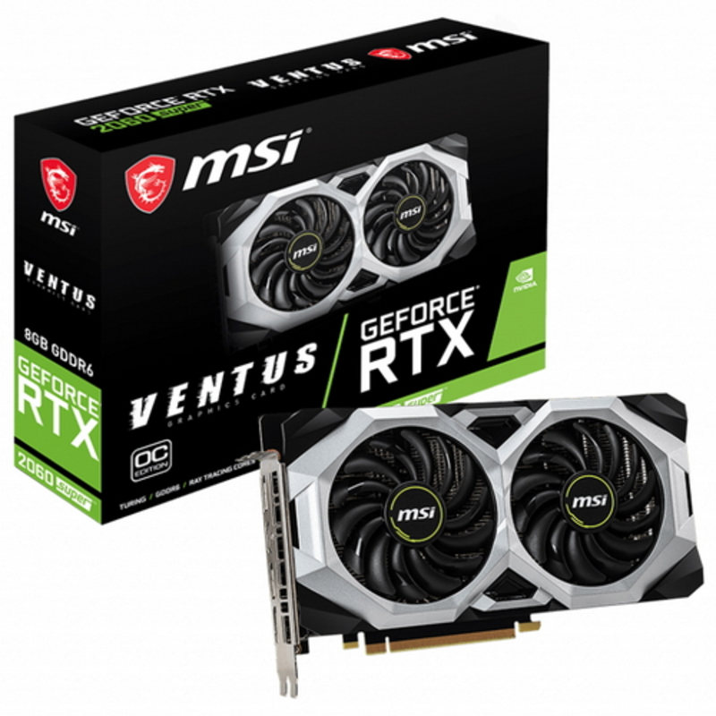 Видеокарта MSI PCI-E RTX 2060 SUPER VENTUS OC nVidia GeForce RTX 2060SUPER 6144Mb 192bit GDDR6 1710/14000/HDMIx1/DPx3/HDCP Ret
