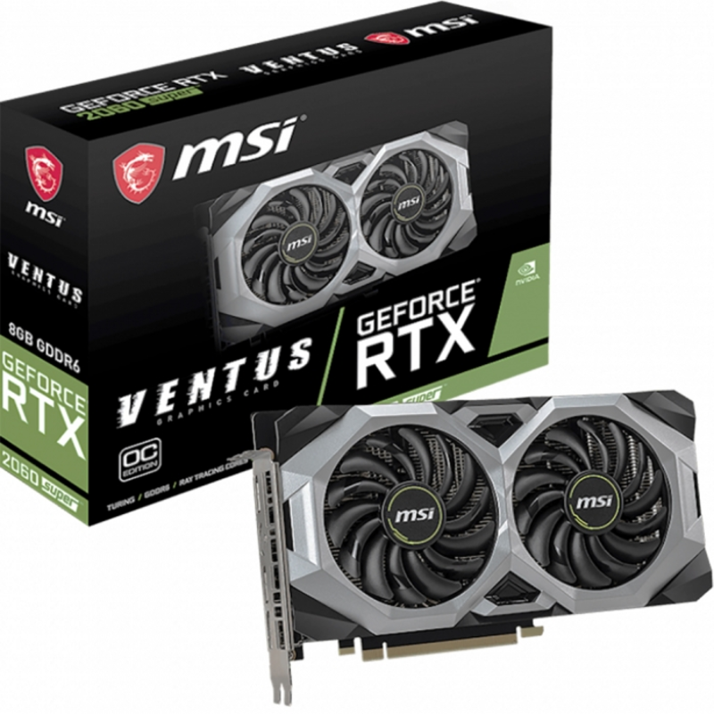 Видеокарта MSI PCI-E RTX 2060 SUPER VENTUS OC nVidia GeForce RTX 2060SUPER 6144Mb 192bit GDDR6 1710/14000/HDMIx1/DPx3/HDCP Ret
