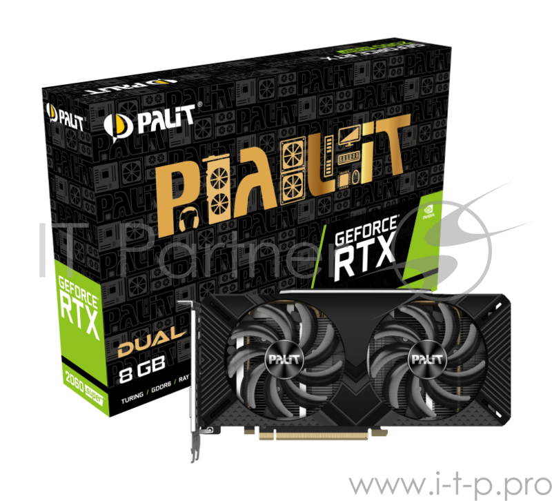 Видеокарта Palit PCI-E PA-RTX2060SUPER DUAL 8G nVidia GeForce RTX 2060SUPER 8192Mb 256bit GDDR6 1470/14000/HDMIx1/DPx3/HDCP Ret
