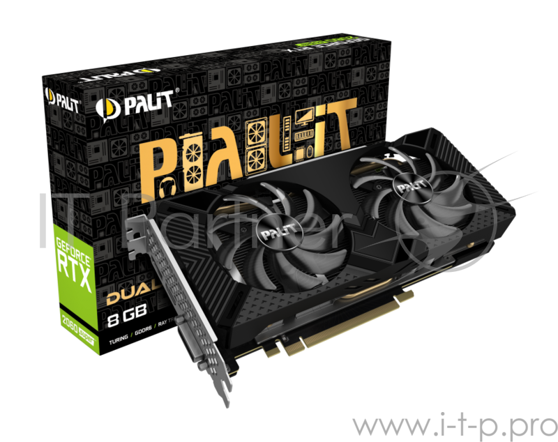 Видеокарта Palit PCI-E PA-RTX2060SUPER DUAL 8G nVidia GeForce RTX 2060SUPER 8192Mb 256bit GDDR6 1470/14000/HDMIx1/DPx3/HDCP Ret