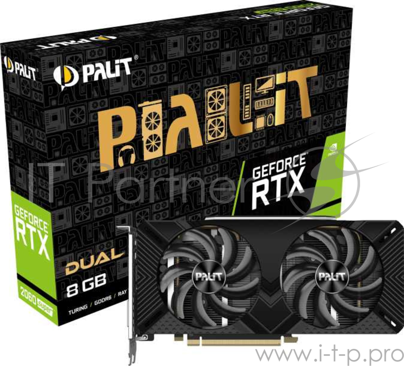 Видеокарта Palit PCI-E PA-RTX2060SUPER DUAL 8G nVidia GeForce RTX 2060SUPER 8192Mb 256bit GDDR6 1470/14000/HDMIx1/DPx3/HDCP Ret