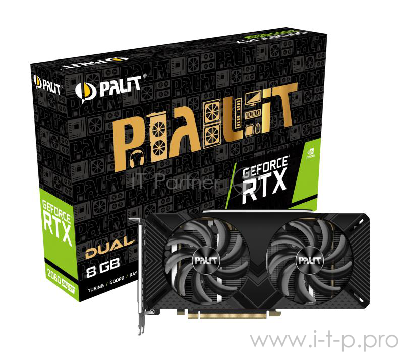 Видеокарта Palit PCI-E PA-RTX2060SUPER DUAL 8G nVidia GeForce RTX 2060SUPER 8192Mb 256bit GDDR6 1470/14000/HDMIx1/DPx3/HDCP Ret