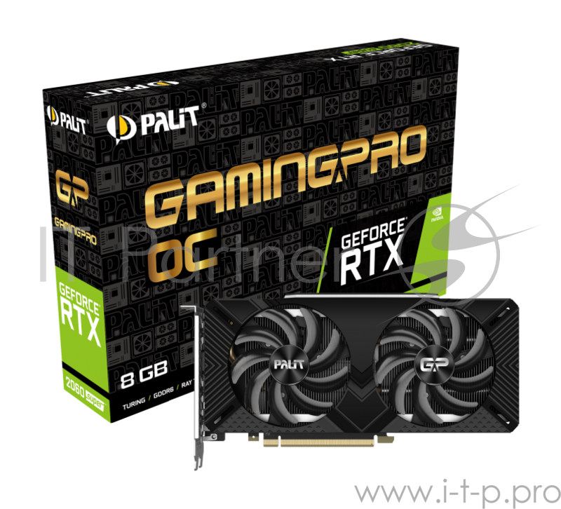 Видеокарта Palit PCI-E PA-RTX2060SUPER GP OC 8G nVidia GeForce RTX 2060SUPER 8192Mb 256bit GDDR6 1470/14000/HDMIx1/DPx3/HDCP Ret