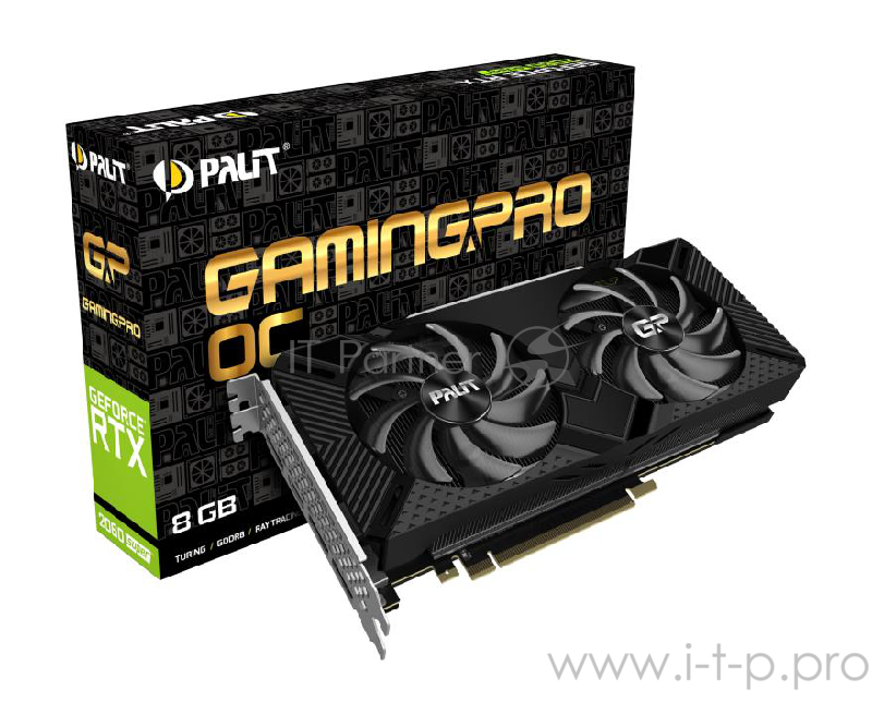 Видеокарта Palit PCI-E PA-RTX2060SUPER GP OC 8G nVidia GeForce RTX 2060SUPER 8192Mb 256bit GDDR6 1470/14000/HDMIx1/DPx3/HDCP Ret